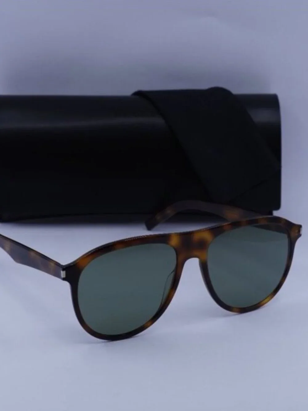 Saint Laurent SL432 SLIM 002 Aviator Sunglasses - Havana/Green
